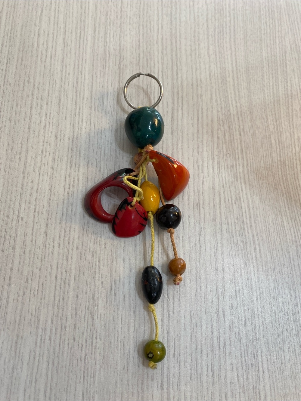 Colorful Multi-Bead Keychain Charm - Green, Red, Orange, Pink